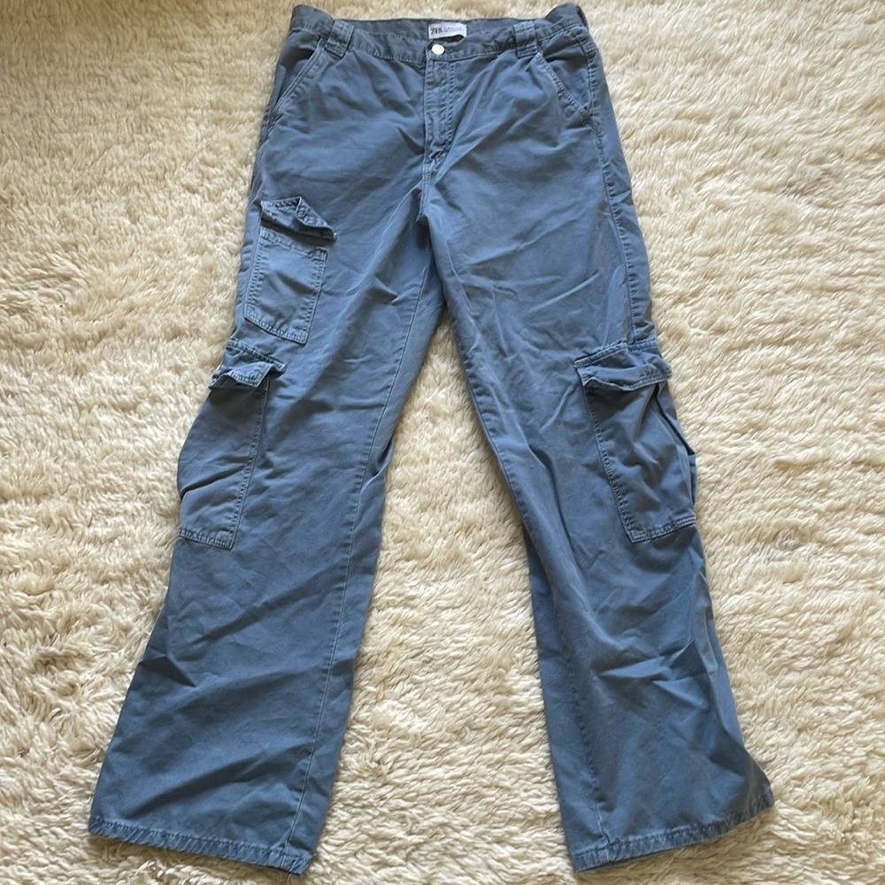 Zara Blue Cargo Pants Size 8